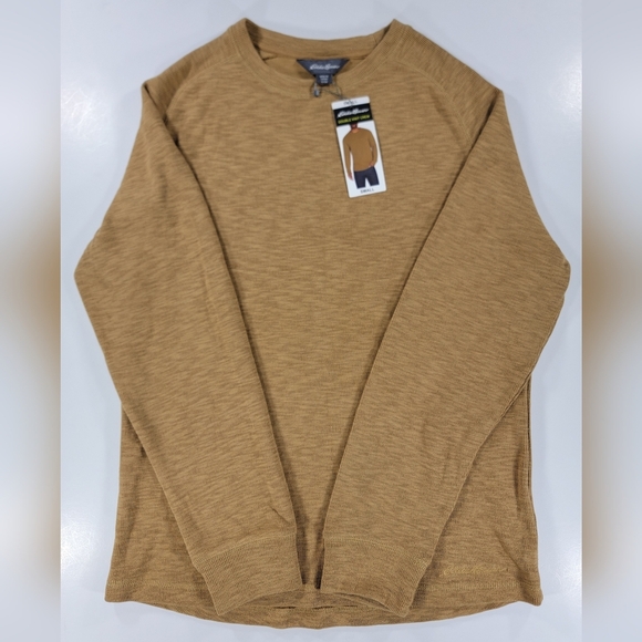 NEW Eddie Bauer Double Knit Crew Sweater Shirt Mens Small Pullover Long Sleeve - Picture 1 of 11